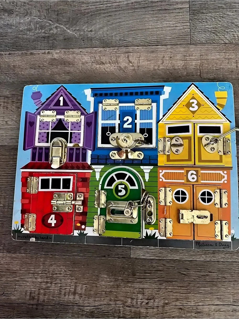 Melissa & Doug Wooden Latches Board Wooden House Puzzle Board